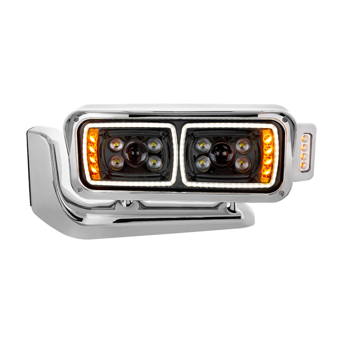 10 High Power LED "Blackout" Projection Headlight Assembly w/ Mounting Arm & Turn Signal Side Pod - Berube's Truck Accessories