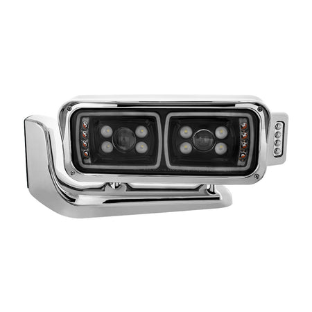 10 High Power LED "Blackout" Projection Headlight Assembly w/ Mounting Arm & Turn Signal Side Pod - Berube's Truck Accessories