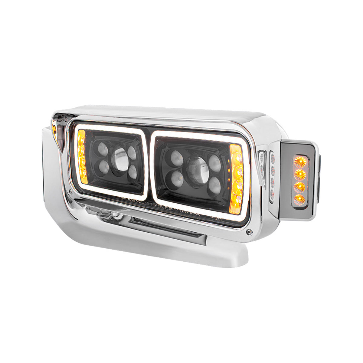 10 High Power LED "Blackout" Projection Headlight Assembly w/ Mounting Arm & Turn Signal Side Pod - Berube's Truck Accessories