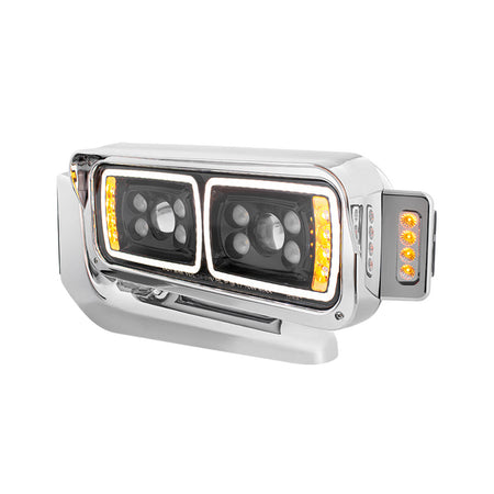 10 High Power LED "Blackout" Projection Headlight Assembly w/ Mounting Arm & Turn Signal Side Pod - Berube's Truck Accessories