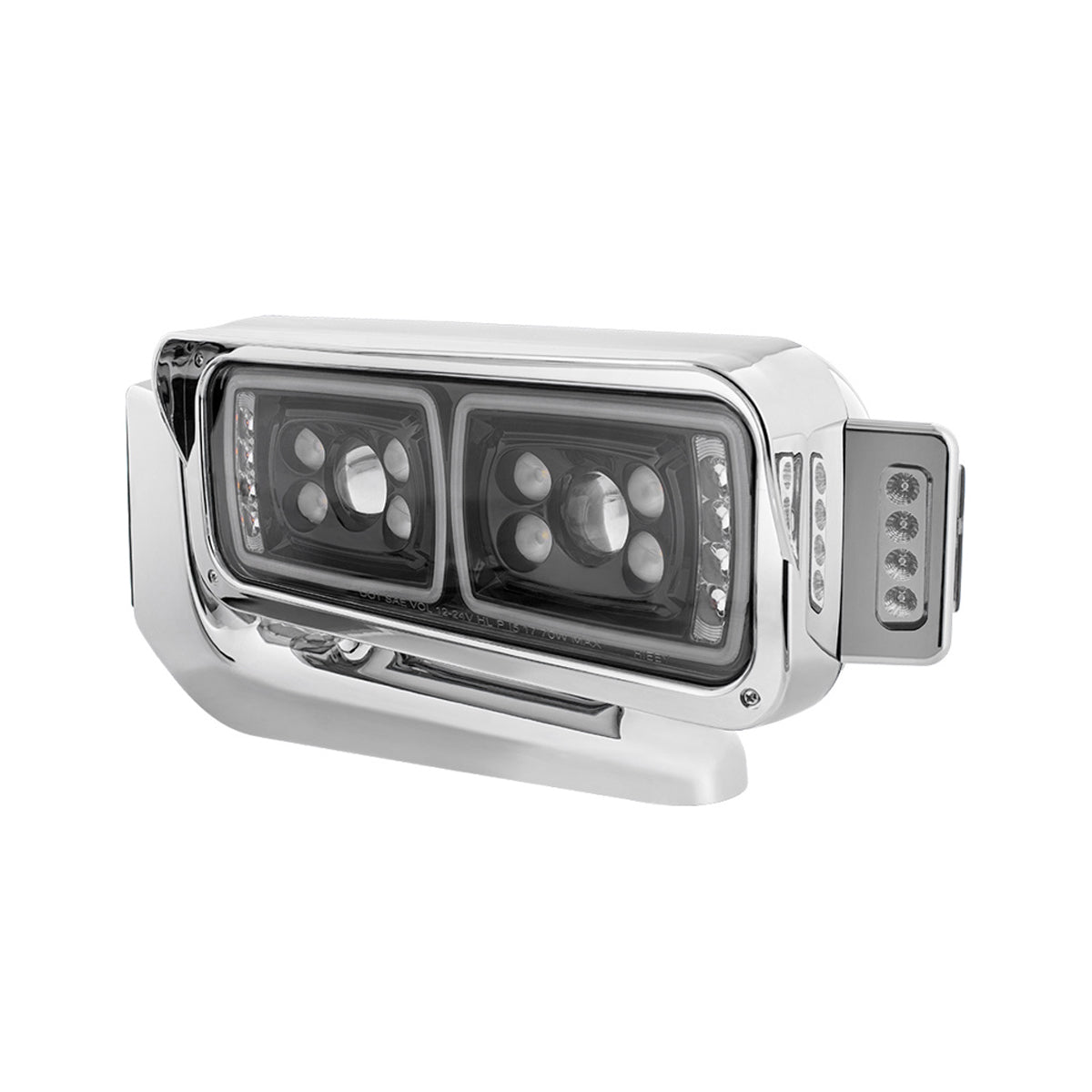 10 High Power LED "Blackout" Projection Headlight Assembly w/ Mounting Arm & Turn Signal Side Pod - Berube's Truck Accessories