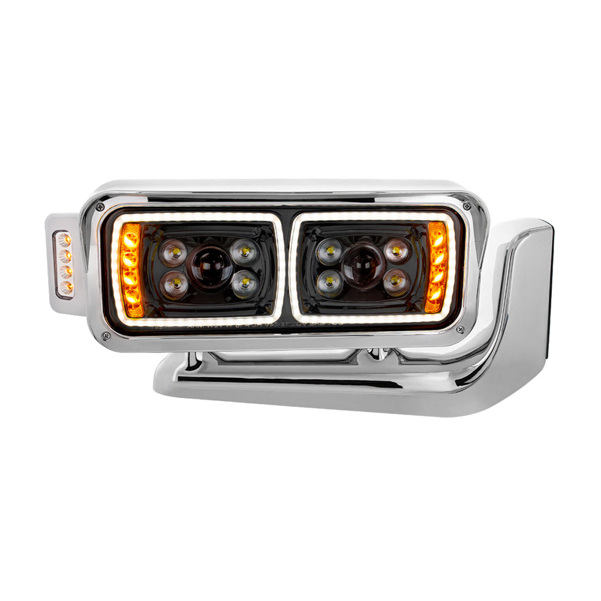 10 High Power LED "Blackout" Projection Headlight Assembly w/ Mounting Arm & Turn Signal Side Pod - Berube's Truck Accessories
