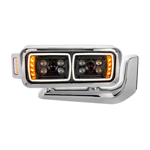 10 High Power LED "Blackout" Projection Headlight Assembly w/ Mounting Arm & Turn Signal Side Pod