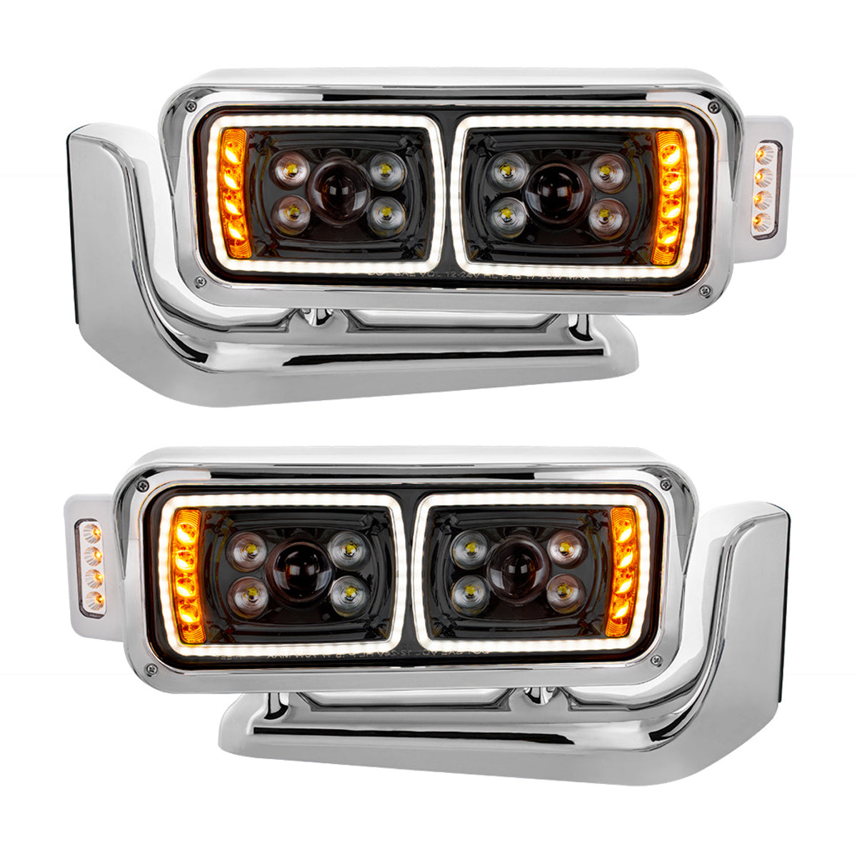 10 High Power LED "Blackout" Projection Headlight Assembly w/ Mounting Arm & Turn Signal Side Pod - Berube's Truck Accessories