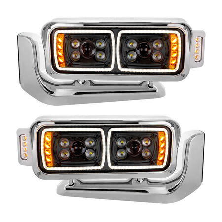 10 High Power LED "Blackout" Projection Headlight Assembly w/ Mounting Arm & Turn Signal Side Pod - Berube's Truck Accessories