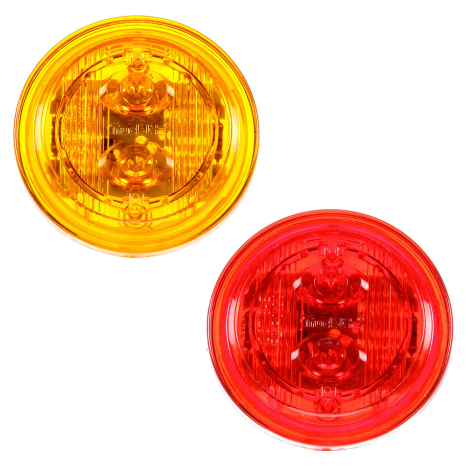 30 Series, Low Profile, LED, Yellow or Red Round, 6 Diode, Marker Clearance Light, PC, Fit 'N Forget M/C, 12V - Berube's Truck Accessories