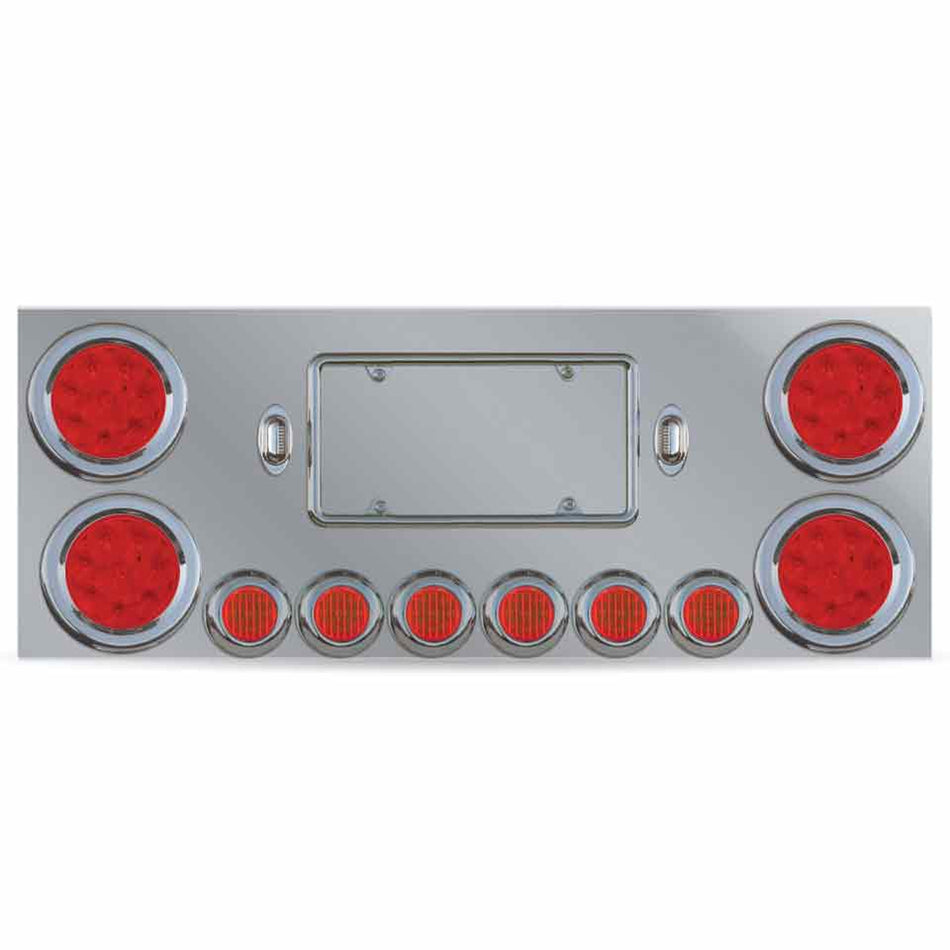 Trux Standard Rear Center Panel w 4" Holes / 2" Holes / 2 License LED Holes (Clear or Red Lens)