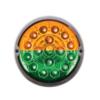 17 LED Watermelon Double Fury Light Flush Mount Kit With Low Profile SS Bezel - Amber & Green LED/Clear Lens