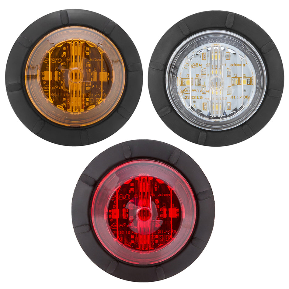 1.25" Round P2/P3/PC2 Clearance Marker Light - Amber, Red or White LEDs (Amber, Red or Clear Lens) - 3/4" Holes Required