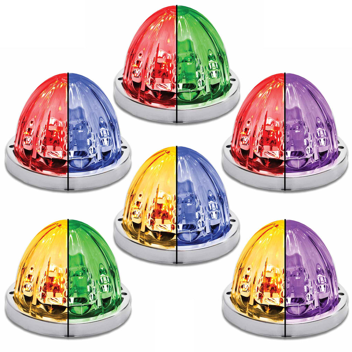 Trux - Starburst Watermelon Dual Revolution 19 Diodes LED Light (Various Colors) - Berube's Truck Accessories