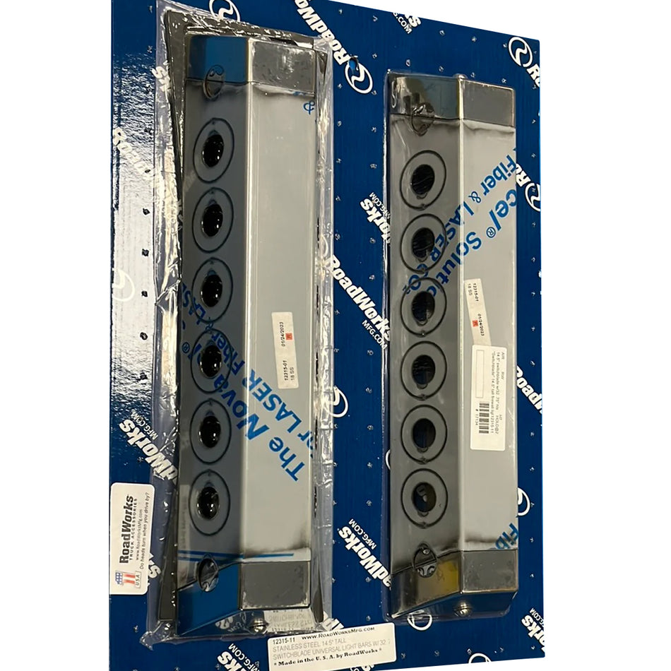 "Switchblade" 14.5" Tall Firewall Light Bars w/32 Bullseye/Button 3/4" Light Holes (Pair)