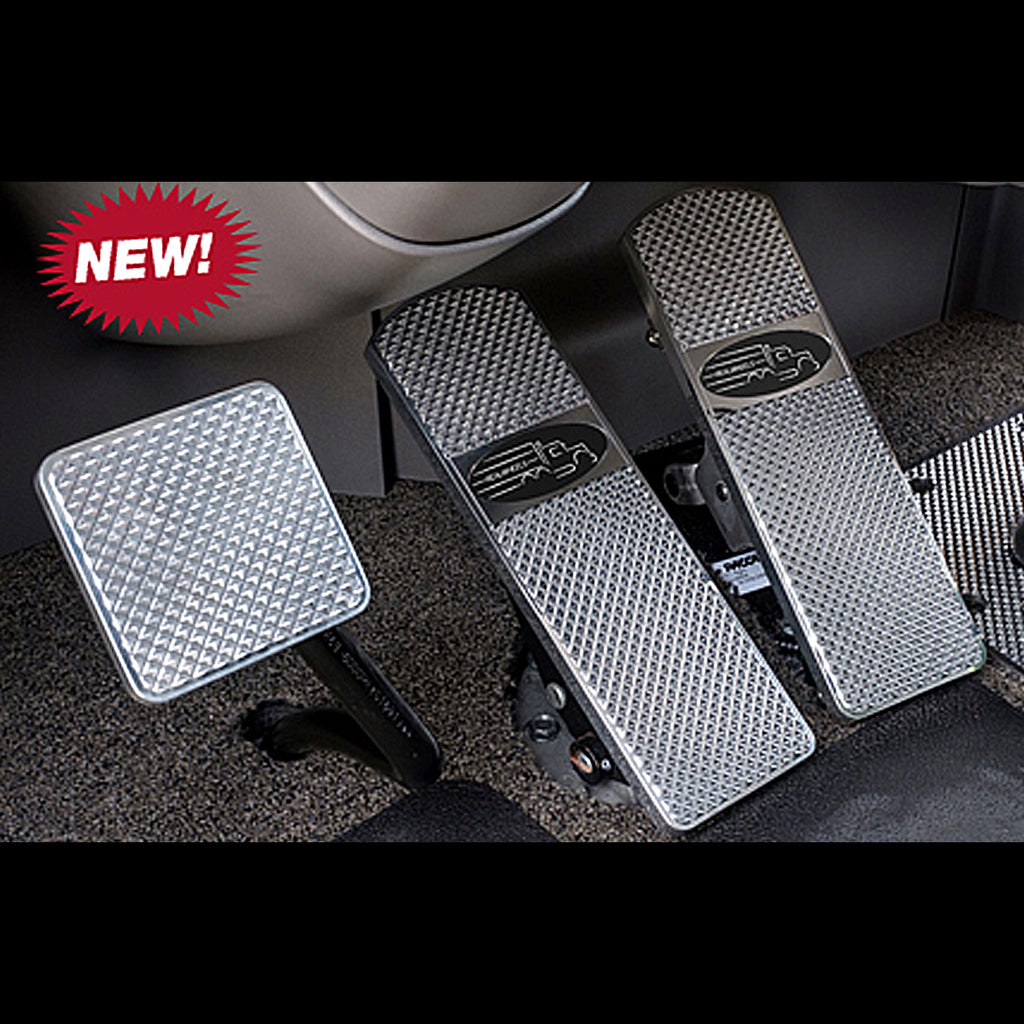 85'-93' Peterbilt 367, 379, 386, 388, 389 Pyramid Diamond Series (Fine Cut) Aluminum or Black Billet Pedal Set
