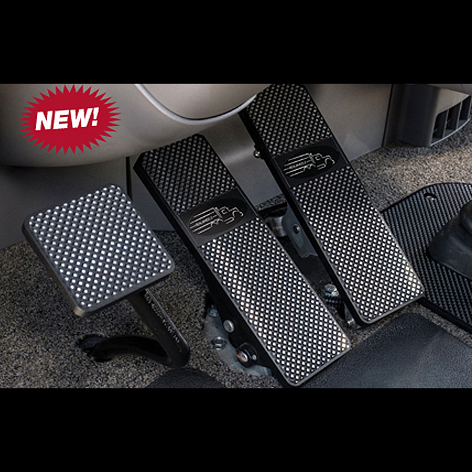 85'-93' Peterbilt 367, 379, 386, 388, 389 Pyramid Diamond Series (Fine Cut) Aluminum or Black Billet Pedal Set