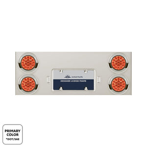 33-3/4" SS Rear Center Panel With 4X 19 LED 4" Double Fury Lights & Visors-Red & White LED