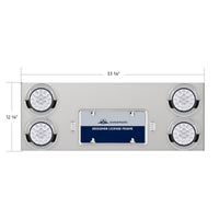 33-3/4" SS Rear Center Panel With 4X 19 LED 4" Double Fury Lights & Visors-Red & White LED