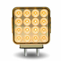 Amber/Red Turn & Marker to Purple Auxiliary Square Reflector Double Face LED Light – Double Post | 38 Diodes | Clear Lens