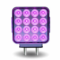 Amber/Red Turn & Marker to Purple Auxiliary Square Reflector Double Face LED Light – Double Post | 38 Diodes | Clear Lens