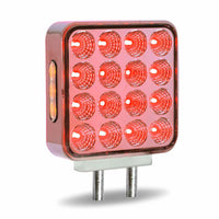 Amber/Red Turn & Marker to Purple Auxiliary Square Reflector Double Face LED Light – Double Post | 38 Diodes | Clear Lens