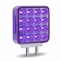 Amber/Red Turn & Marker to Purple Auxiliary Square Reflector Double Face LED Light – Double Post | 38 Diodes | Clear Lens