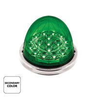 17 LED Watermelon Double Fury Light Flush Mount Kit With Low Profile SS Bezel - Red & Green LED/Clear Lens