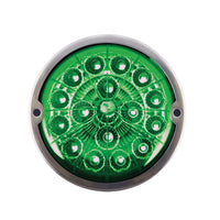 17 LED Watermelon Double Fury Light Flush Mount Kit With Low Profile SS Bezel - Red & Green LED/Clear Lens