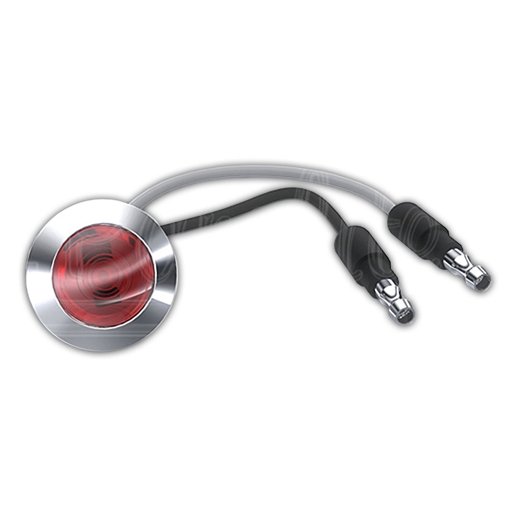 Panelite - 3/4 Inch Round LED Light w Chrome Bezel - Red LEDs (Red Lens)