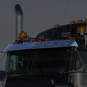 Panelite - 2007+ Kenworth Aerocab, Curved Glass, Stainless Steel Sun Visor