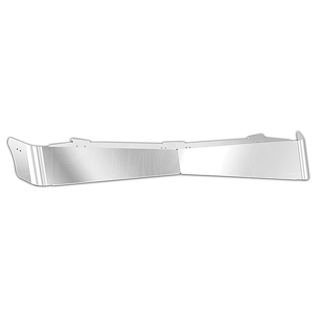 Panelite - Kenworth W990, T680 & T880 52" Flat Top Sleeper - Straight Top Bowtie Stainless Steel Visor