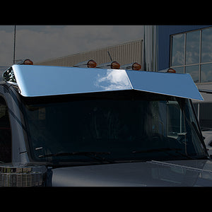 Panelite - Peterbilt 589 Low Roof, Straight Top , Stainless Steel Bowtie Sun Visor