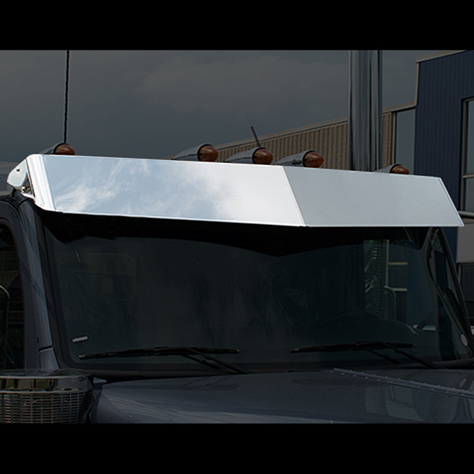 Panelite - Peterbilt 589 Low Roof, V-Bottom 12" Center, 11" End, Stainless Steel Sun Visor