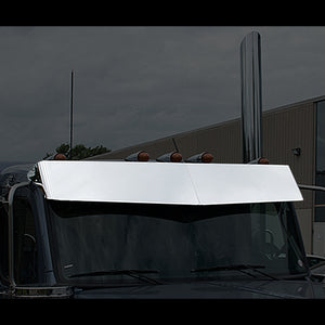 Panelite - Peterbilt 589 Low Roof, V-Bottom, 14" Center, 13" Ends, Stainless Steel Sun Visor