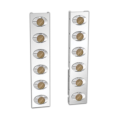 Panelite - 1987+ Peterbilt 378/379/388 or 389 Vortox 13" or 15" Donaldson Stainless Steel Front Air Cleaner Light Boxes - Amber LED (6 x M3 LED Lights)