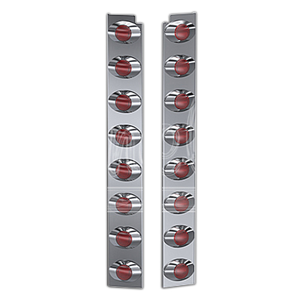 Panelite - 1987-2004 Peterbilt 378/379/388 and 389 Standard Rear Air Cleaner Light Boxes - Red LEDs (8 x M3 Lights)