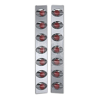 Panelite - 2010+ Peterbilt 367 SFA, 388 or 389 Stainless Steel Premium Rear Air Cleaner Light Boxes - Red LEDs (7 x M3 Lights)