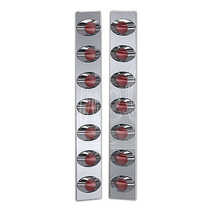 Panelite - 2010+ Peterbilt 367 SFA, 388 or 389 Stainless Steel Premium Rear Air Cleaner Light Boxes - Red LEDs (7 x M3 Lights)