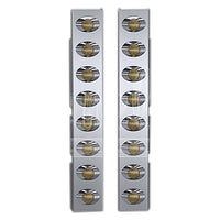 Panelite - 2005-2015 Peterbilt 378/379/388 and 389 Stainless Steel Standard Front Air Cleaner Light Boxes - Amber LEDs (8 x M3 Lights)