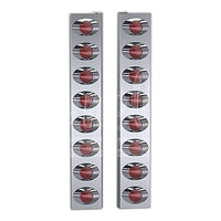 Panelite - 2005-2015 Peterbilt 378, 379, 388 and 389 Stainless Steel Standard Rear Air Cleaner Light Boxes - Red LEDs (8 x M3 Lights)