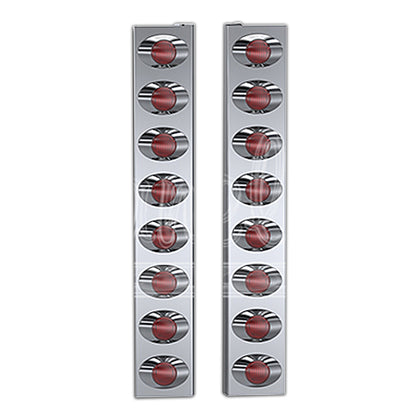 Panelite - 2005-2015 Peterbilt 378, 379, 388 and 389 Stainless Steel Standard Rear Air Cleaner Light Boxes - Red LEDs (8 x M3 Lights)