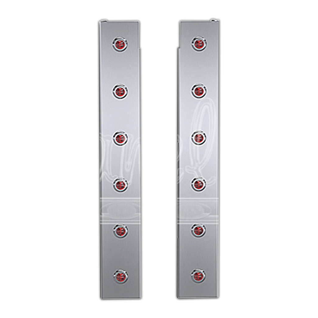 Panelite - 2010+ Peterbilt 388, 389 & Set-Forward Axle 367 Premium Rear Air Cleaner Light Boxes - Red LEDs (3/4" Round Lights)