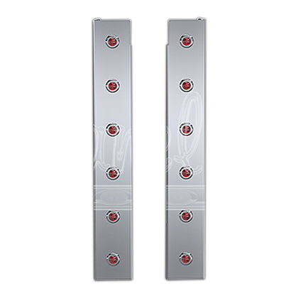 Panelite - 2010+ Peterbilt 388, 389 & Set-Forward Axle 367 Premium Rear Air Cleaner Light Boxes - Red LEDs (3/4" Round Lights)