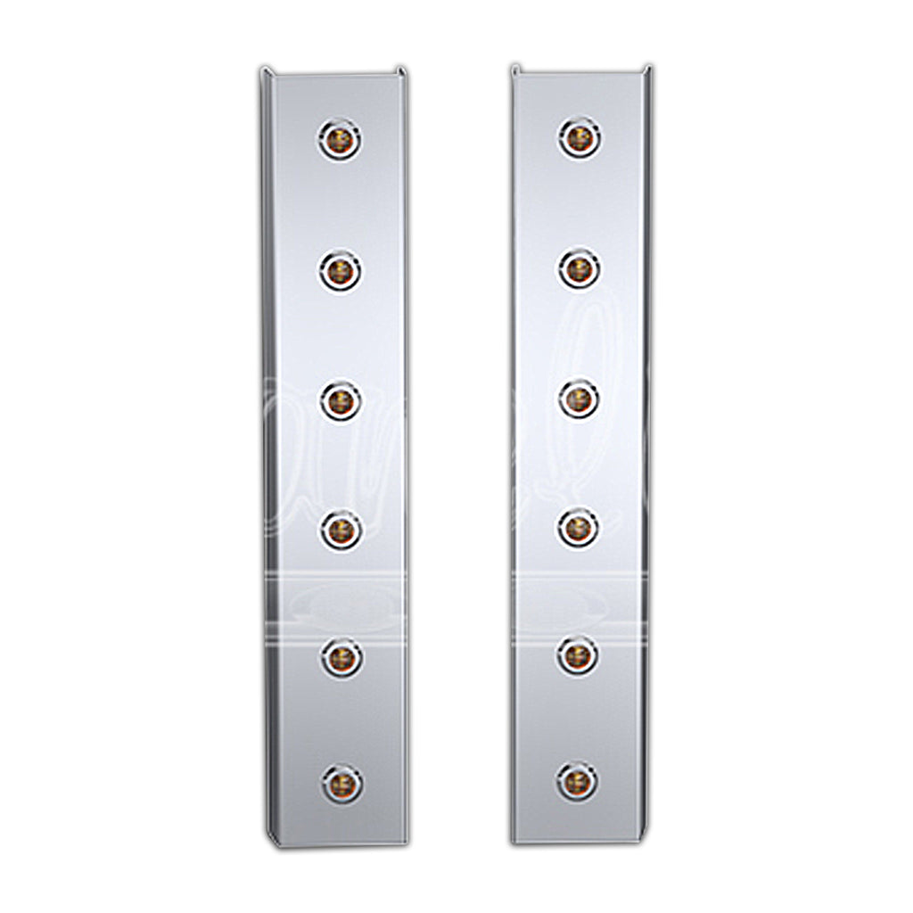 Panelite - 2010+ Peterbilt 367 SFA, 388 or 389 15″ Premium Front Air Cleaner Light Boxes - Amber LEDs (6 x 3/4" Round Lights)