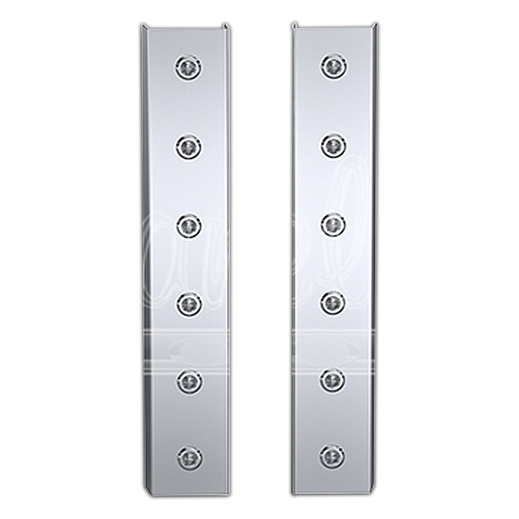 Panelite - 2010+ Peterbilt 367 SFA, 388 or 389 15″ Premium Front Air Cleaner Light Boxes - Amber LEDs (6 x 3/4" Round Lights)