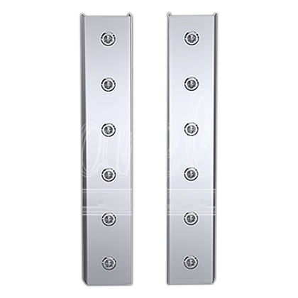 Panelite - 2010+ Peterbilt 367 SFA, 388 or 389 15″ Premium Front Air Cleaner Light Boxes - Amber LEDs (6 x 3/4" Round Lights)