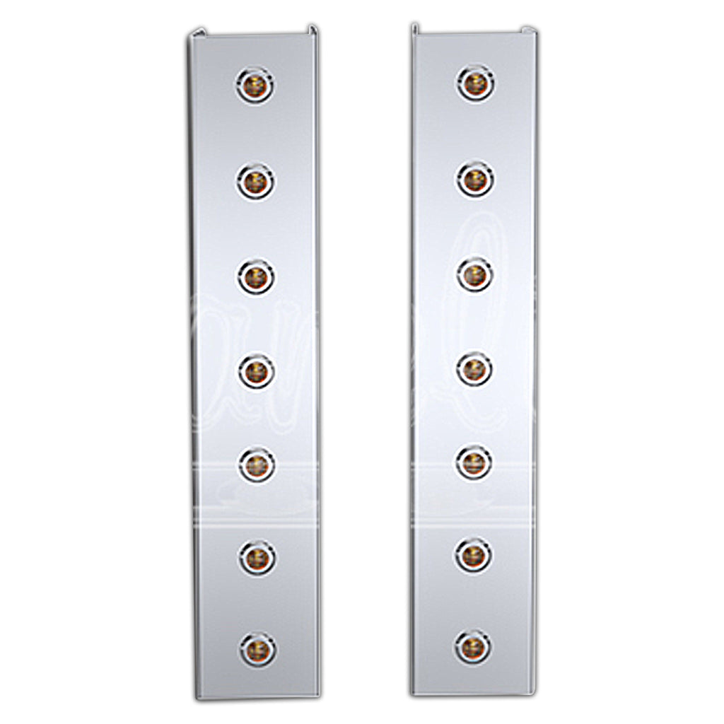 Panelite - 2005-2015 Peterbilt 378, 379, 388 or 389 15" Standard Front Air Cleaner Light Boxes - Amber LEDs (7 x 3/4" Round Lights)