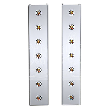 Panelite - 2005-2015 Peterbilt 378, 379, 388 or 389 15" Standard Front Air Cleaner Light Boxes - Amber LEDs (7 x 3/4" Round Lights)