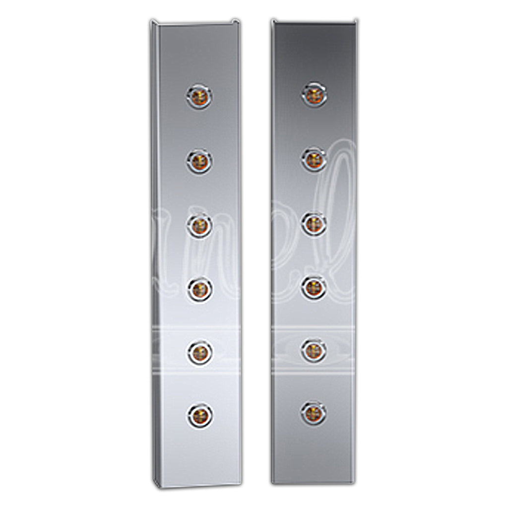 Panelite - 1982+ Kenworth W900L Standard Front Air Cleaner Light Boxes - Amber LEDs (6 x 3/4" Round Lights)