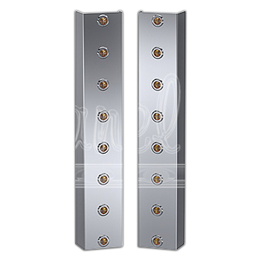 Panelite - Kenworth W900 Premium Front Air Cleaner Light Boxes - Amber LEDs (8 x 3/4" Round Lights)