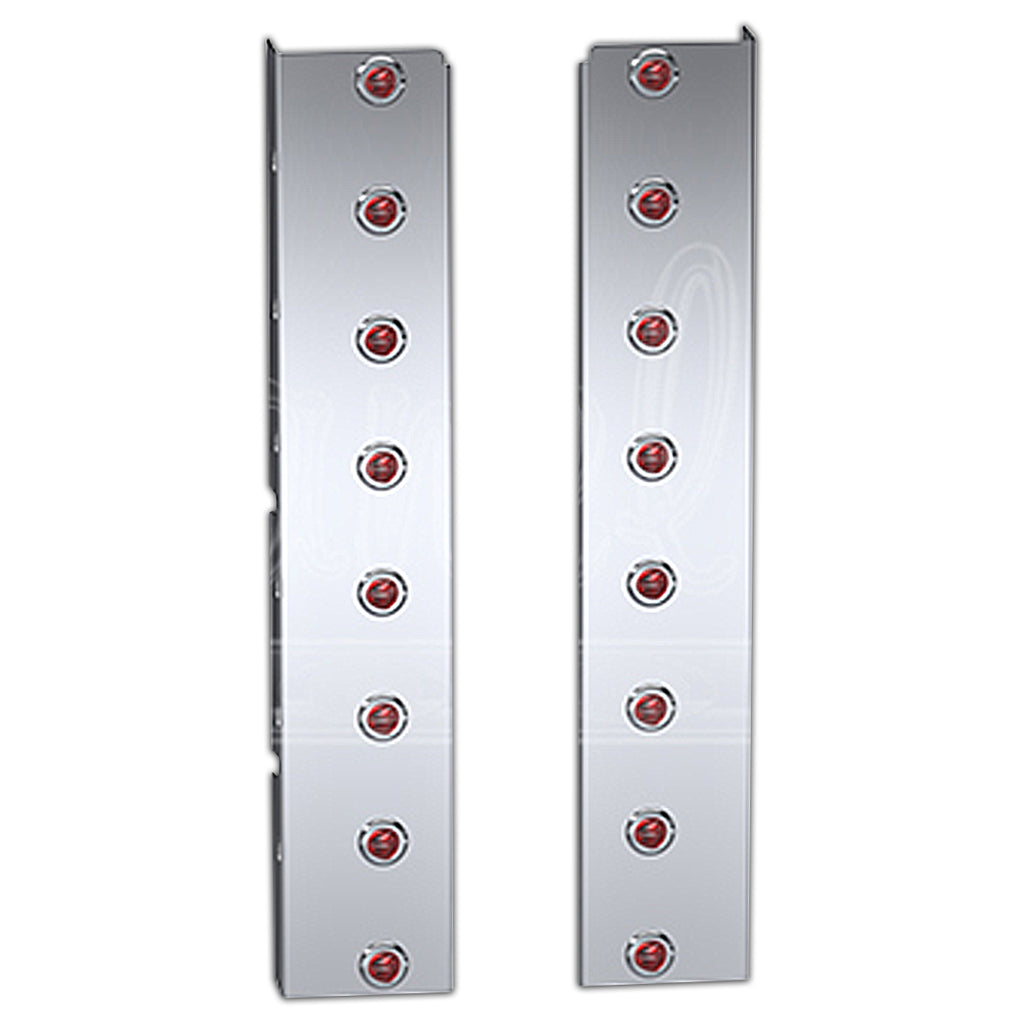 Panelite - Kenworth W900 Premium Rear Air Cleaner Light Boxes - Red LEDs (8 x 3/4" Round Lights)