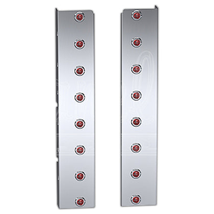 Panelite - Kenworth W900 Premium Rear Air Cleaner Light Boxes - Red LEDs (8 x 3/4" Round Lights)