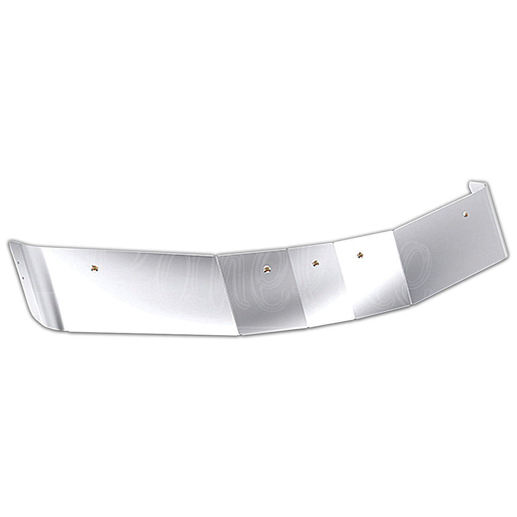 Panelite - Kenworth T680 Mid-Roof/High-Roof 12" Stainless Steel A-Pillar Turning Vanes Sun Visor - Amber LEDs (5 x 3/4" Round Lights)